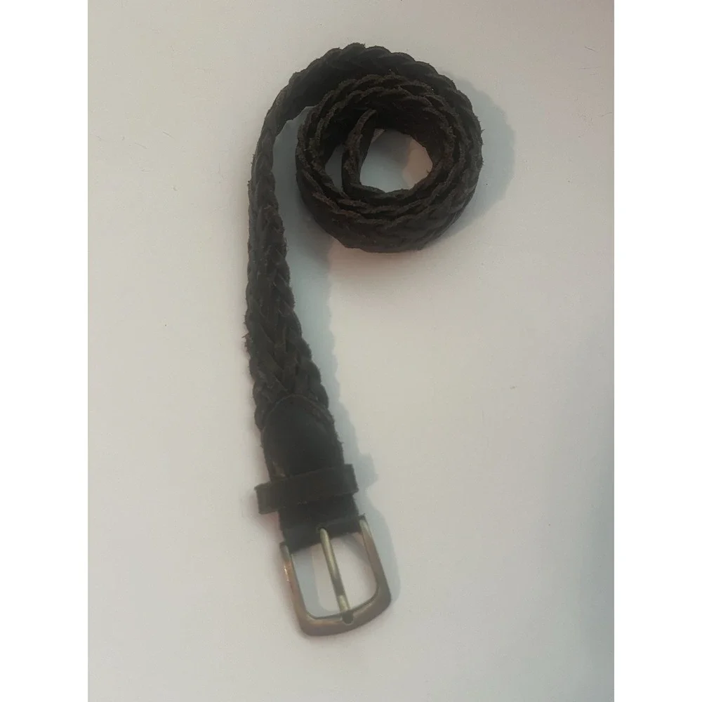 Place Genuine Leather Dark Brown Kids Boy Braided Belt XL
